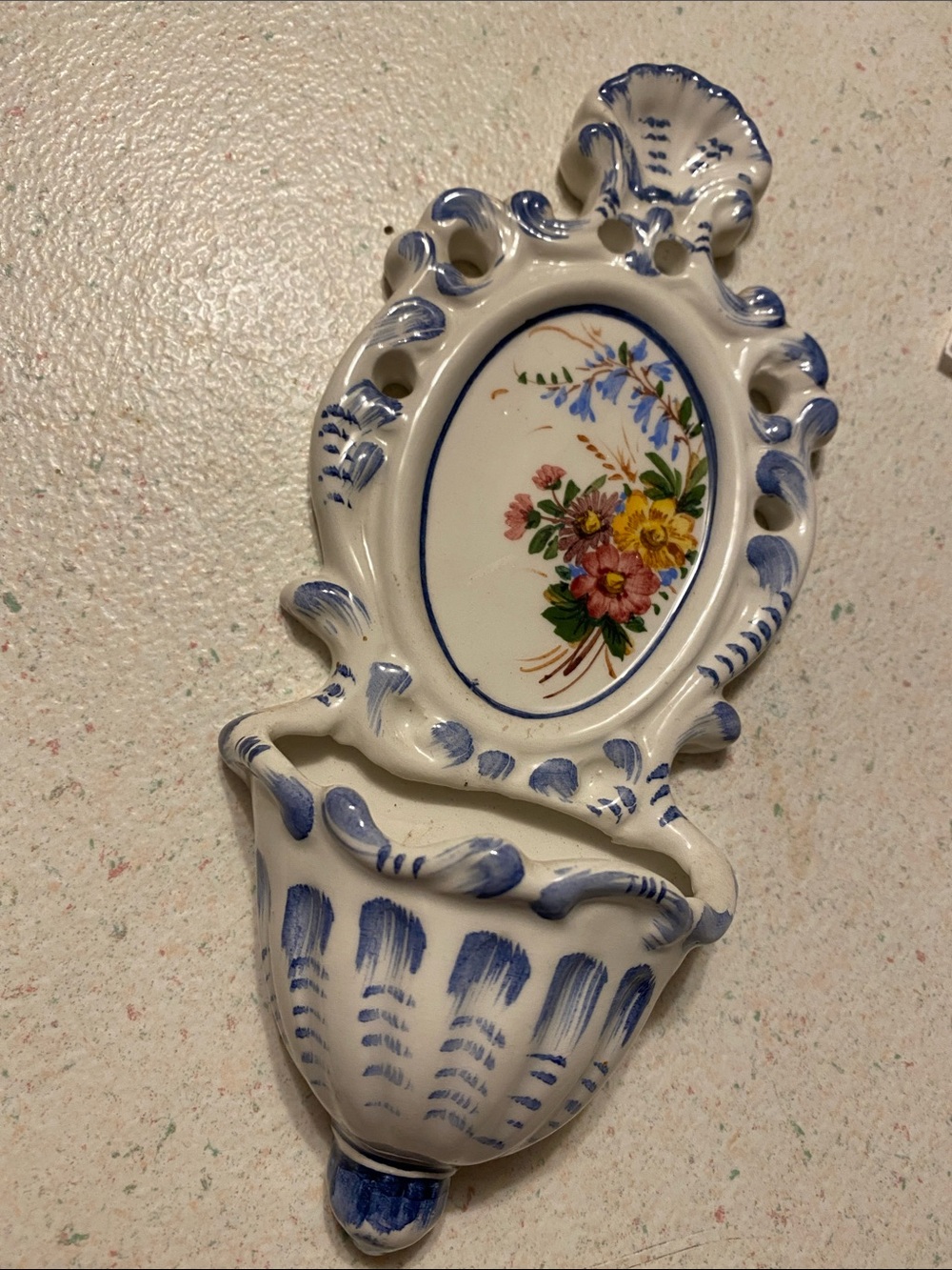 Vintage C.B. Bassano Ceramic Wall Pocket Vase Italian Wall Hanging Pottery Italy